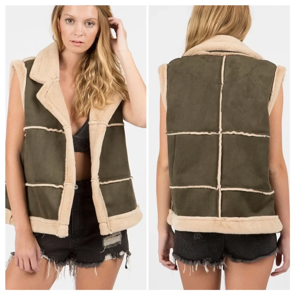 POL Cheyenne Suede Fleece Vest - Picture 3 of 11